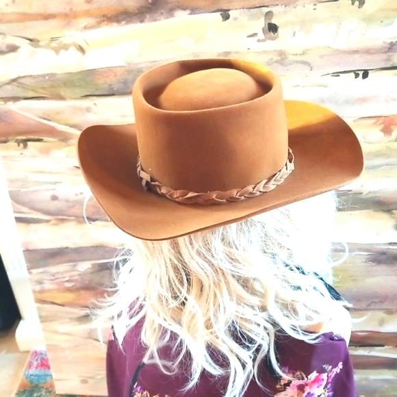Vtg CHURCHILL LTD Neiman Marcus Tobacco Brown Leather Western Cowboy Rancher Hat - Picture 5 of 16